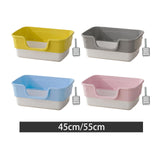 Maxbell Cat Litter Box Anti Splashing Cat Bedpan Sturdy Pet Supplies Cats Litter Pan M Yellow