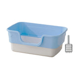 Maxbell Cat Litter Box Anti Splashing Cat Bedpan Sturdy Pet Supplies Cats Litter Pan M Blue