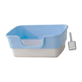 Maxbell Cat Litter Box Anti Splashing Cat Bedpan Sturdy Pet Supplies Cats Litter Pan M Blue