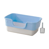 Maxbell Cat Litter Box Anti Splashing Cat Bedpan Sturdy Pet Supplies Cats Litter Pan M Blue