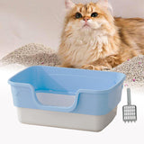 Maxbell Cat Litter Box Anti Splashing Cat Bedpan Sturdy Pet Supplies Cats Litter Pan M Blue