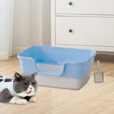 Maxbell Cat Litter Box Anti Splashing Cat Bedpan Sturdy Pet Supplies Cats Litter Pan M Blue