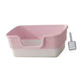 Maxbell Cat Litter Box Anti Splashing Cat Bedpan Sturdy Pet Supplies Cats Litter Pan M Pink