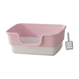 Maxbell Cat Litter Box Anti Splashing Cat Bedpan Sturdy Pet Supplies Cats Litter Pan M Pink