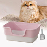 Maxbell Cat Litter Box Anti Splashing Cat Bedpan Sturdy Pet Supplies Cats Litter Pan M Pink