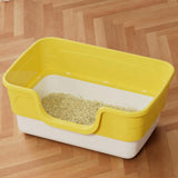 Maxbell Cat Litter Box Anti Splashing Cat Bedpan Sturdy Pet Supplies Cats Litter Pan L Yellow