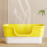 Maxbell Cat Litter Box Anti Splashing Cat Bedpan Sturdy Pet Supplies Cats Litter Pan L Yellow