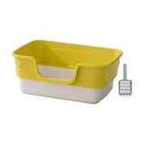 Maxbell Cat Litter Box Anti Splashing Cat Bedpan Sturdy Pet Supplies Cats Litter Pan L Yellow