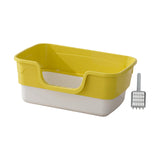 Maxbell Cat Litter Box Anti Splashing Cat Bedpan Sturdy Pet Supplies Cats Litter Pan L Yellow