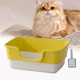 Maxbell Cat Litter Box Anti Splashing Cat Bedpan Sturdy Pet Supplies Cats Litter Pan L Yellow