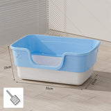 Maxbell Cat Litter Box Anti Splashing Cat Bedpan Sturdy Pet Supplies Cats Litter Pan L Blue