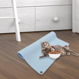 Maxbell Waterproof Silicone Pet Food Mat Bowl Drinking Mat for Dog and Cat 40cmx31cm Blue