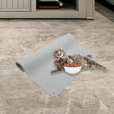 Maxbell Waterproof Silicone Pet Food Mat Bowl Drinking Mat for Dog and Cat 40cmx31cm Light Gray