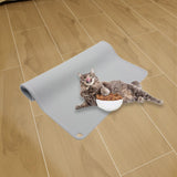 Maxbell Waterproof Silicone Pet Food Mat Bowl Drinking Mat for Dog and Cat 40cmx31cm Light Gray