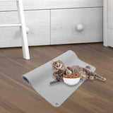 Maxbell Waterproof Silicone Pet Food Mat Bowl Drinking Mat for Dog and Cat 40cmx31cm Light Gray