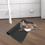 Maxbell Waterproof Silicone Pet Food Mat Bowl Drinking Mat for Dog and Cat 40cmx31cm Black