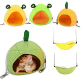 Maxbell Hamster Hammock Bed Hamster Hut Sleeping Nest for Squirrel Small Animal Play Green Pineapple