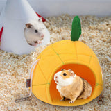 Maxbell Hamster Hammock Bed Hamster Hut Sleeping Nest for Squirrel Small Animal Play Yellow Pineapple