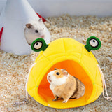 Maxbell Hamster Hammock Bed Hamster Hut Sleeping Nest for Squirrel Small Animal Play Yellow Frog