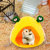 Maxbell Hamster Hammock Bed Hamster Hut Sleeping Nest for Squirrel Small Animal Play Yellow Frog