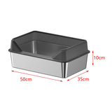 Maxbell Open Top Pet Litter Box Heightened Fence Cat Bedpan Anti Splashing Low Entry 50x35x10cm Black