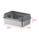 Maxbell Open Top Pet Litter Box Heightened Fence Cat Bedpan Anti Splashing Low Entry 50x35x10cm Dark Gray