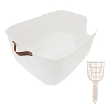 Maxbell Open Top Pet Litter Tray Portable Kitten Toilet Cat Sandbox Cat Litter Basin White