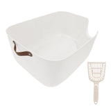 Maxbell Open Top Pet Litter Tray Portable Kitten Toilet Cat Sandbox Cat Litter Basin White