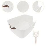 Maxbell Open Top Pet Litter Tray Portable Kitten Toilet Cat Sandbox Cat Litter Basin White