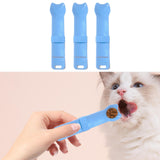 Maxbell 3Pcs Cat Strip Squeeze Spoon Holder Pet Supplies Cute for Puree Snack Blue