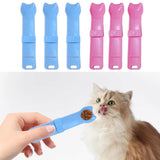 Maxbell 3Pcs Cat Strip Squeeze Spoon Holder Pet Supplies Cute for Puree Snack Blue