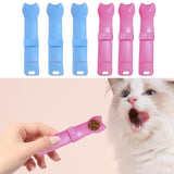 Maxbell 3Pcs Cat Strip Squeeze Spoon Holder Pet Supplies Cute for Puree Snack Blue