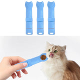 Maxbell 3Pcs Cat Strip Squeeze Spoon Holder Pet Supplies Cute for Puree Snack Blue