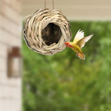 Maxbell Hand Woven Bird Nest Sturdy Hanging Grass Bird House for Outside Home Indoor 12x12cm