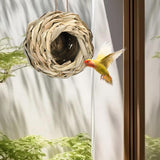 Maxbell Hand Woven Bird Nest Sturdy Hanging Grass Bird House for Outside Home Indoor 12x12cm