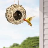 Maxbell Hand Woven Bird Nest Sturdy Hanging Grass Bird House for Outside Home Indoor 14x14cm