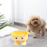 Maxbell Elevated Cat Bowl Detachable Cat Dish 15° Tilted for Kitty Kitten Small Dogs Yellow