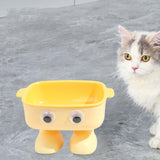 Maxbell Elevated Cat Bowl Detachable Cat Dish 15° Tilted for Kitty Kitten Small Dogs Yellow