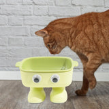 Maxbell Elevated Cat Bowl Detachable Cat Dish 15° Tilted for Kitty Kitten Small Dogs Green