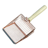 Maxbell Cat Litter Scoop Metal Pet Sand Waste Scooper for Rabbits Kittens Sand Waste Gold wooden handle