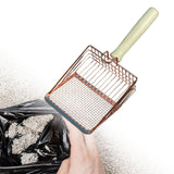Maxbell Cat Litter Scoop Metal Pet Sand Waste Scooper for Rabbits Kittens Sand Waste Gold wooden handle