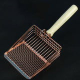 Maxbell Cat Litter Scoop Metal Pet Sand Waste Scooper for Rabbits Kittens Sand Waste Gold wooden handle