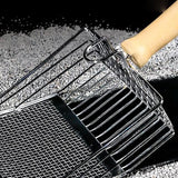 Maxbell Cat Litter Scoop Metal Pet Sand Waste Scooper for Rabbits Kittens Sand Waste Silver wooden handle