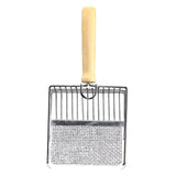Maxbell Cat Litter Scoop Metal Pet Sand Waste Scooper for Rabbits Kittens Sand Waste Silver wooden handle