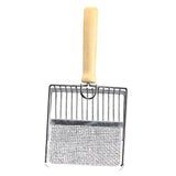 Maxbell Cat Litter Scoop Metal Pet Sand Waste Scooper for Rabbits Kittens Sand Waste Silver wooden handle