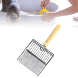 Maxbell Cat Litter Scoop Metal Pet Sand Waste Scooper for Rabbits Kittens Sand Waste Silver wooden handle