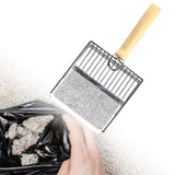 Maxbell Cat Litter Scoop Metal Pet Sand Waste Scooper for Rabbits Kittens Sand Waste Silver wooden handle