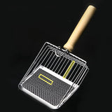 Maxbell Cat Litter Scoop Metal Pet Sand Waste Scooper for Rabbits Kittens Sand Waste Silver wooden handle