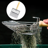 Maxbell Cat Litter Scoop Metal Pet Sand Waste Scooper for Rabbits Kittens Sand Waste Silver wooden handle