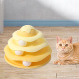 Maxbell Cat Toy Roller Puzzle Toy Fun Toy for Kitten Physical Exercise Cat Track Toy yellow